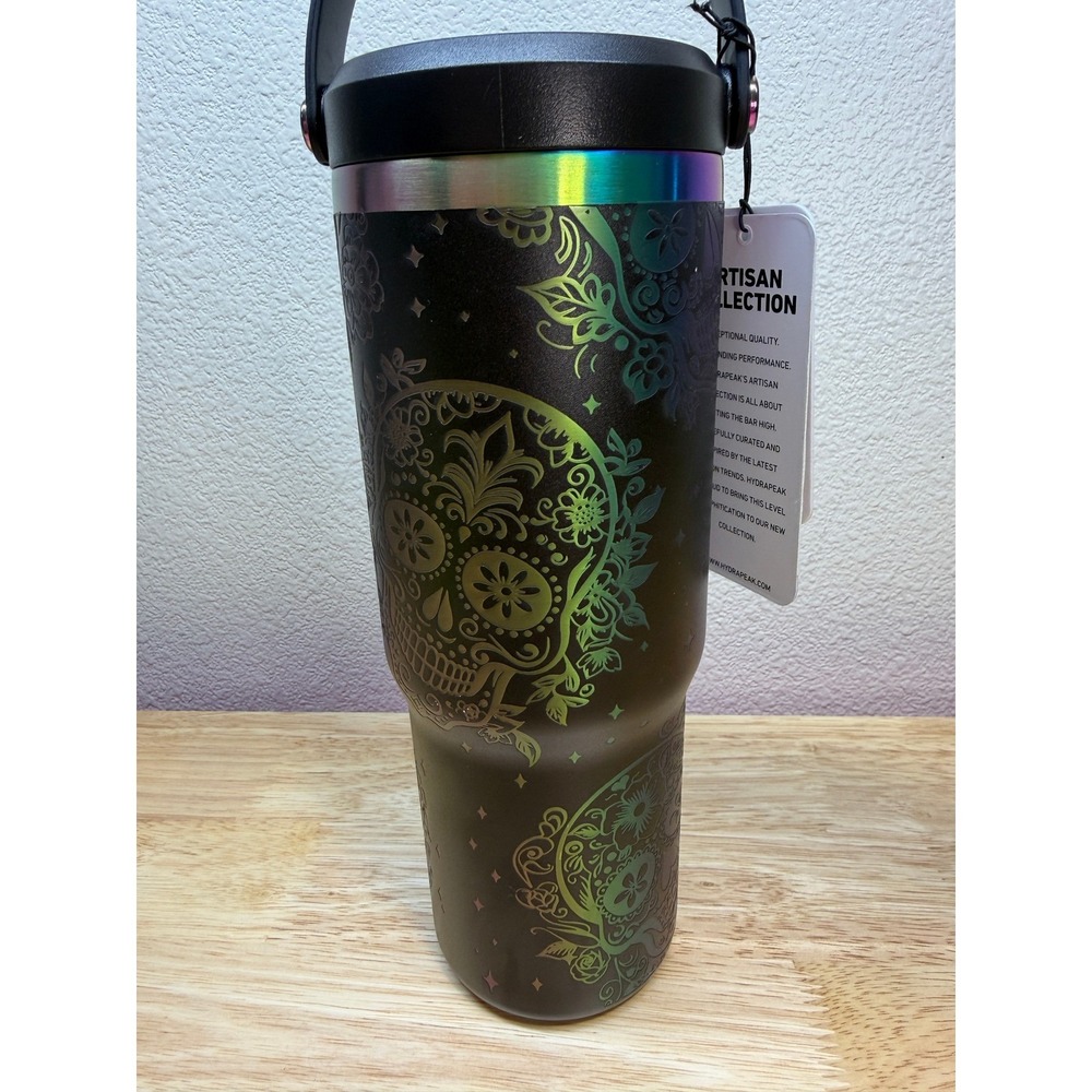 Hydrapeak 32oz Artisan Tumbler Holographic Sugar Skull NWT